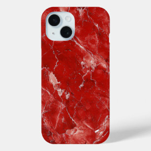 Coque Pour iPhone 15 Boîtier de téléphone en marbre rouge gras avec vei