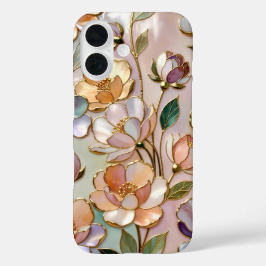Coques Case-Mate iPhone Boîtier de téléphone en verre teinté Fleurs de Pêc (Verso)