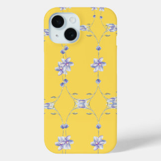 Coque Pour iPhone 15 Boîtier de téléphone fleuri jaune