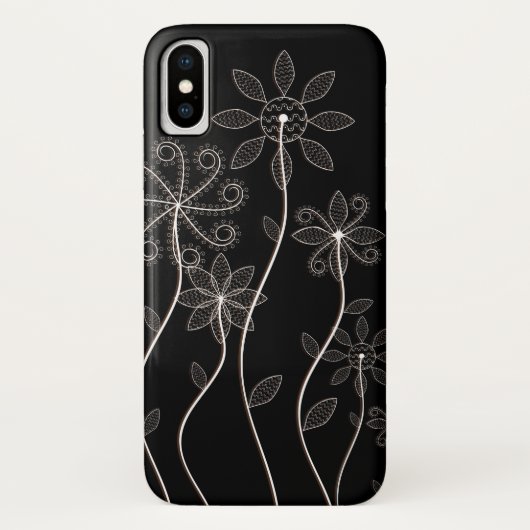 Coques Case-Mate iPhone Boîtier de téléphone Fleurs noires et blanches (Dos)
