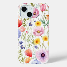 Boîtier de téléphone iPhone 15 avec design floral 
