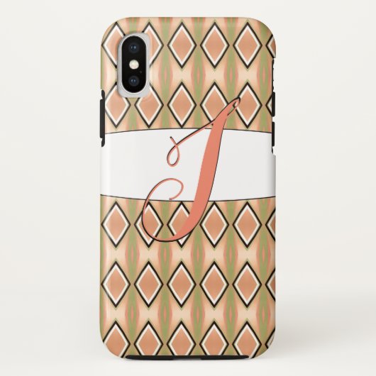 Coques Case-Mate iPhone Boîtier de téléphone J monogramme en rose et vert (Dos)