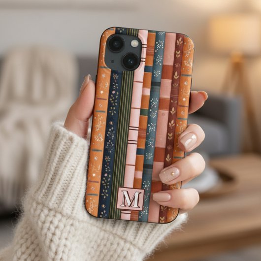 Coques Case-Mate iPhone Boîtier de téléphone monogramme rayé de couleur au