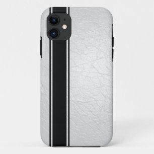 Case-Mate iPhone Case Boîtier Faux White Leather & Black Stripe iPhone 5