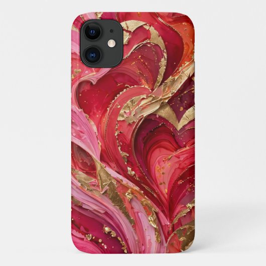 Coques Case-Mate iPhone Boîtier iPhone 11 Marbre Rouge & Rose Or (Dos)