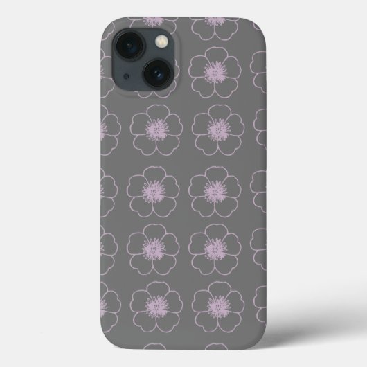 Coques Case-Mate iPhone boîtier iphone 13 floral rose et gris (Verso)