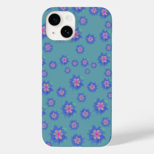 Coques Case-Mate iPhone boîtier iPhone 14 floral bleu (Verso)