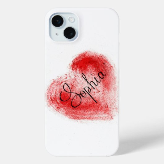 Coques Case-Mate iPhone Boîtier iPhone 15 Plus Graphique Cœur Rouge Minima (Verso)