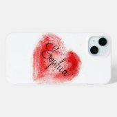 Coques Case-Mate iPhone Boîtier iPhone 15 Plus Graphique Cœur Rouge Minima (Verso (horizontal))