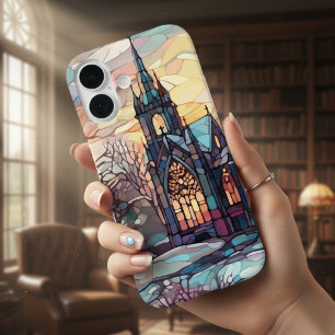 Coques iPhone 16 Boîtier iPhone 16 Église en Verre Coloré