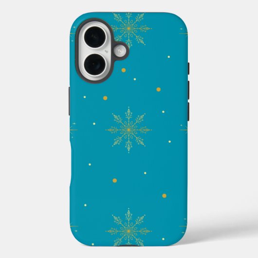 Coques Case-Mate iPhone Boîtier iphone 16 flocon de neige doré. (Verso)