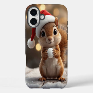 Coques iPhone 16 Plus Boîtier iPhone 16 Plus écureuil de Noël mignon