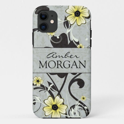 Coques Case-Mate iPhone Boîtier iphone 5 floral jaune et noir (Dos)