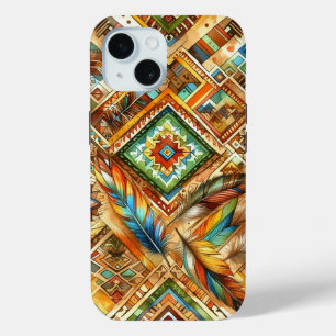 Coque Pour iPhone 15 Boîtier IPhone à Impression Colorée Amérindienne