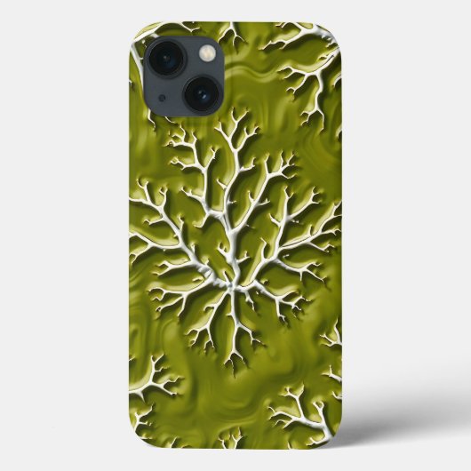 Coques Case-Mate iPhone Boîtier iPhone à motif de branche en relief olive (Verso)