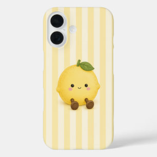 Coques iPhone 16 Boîtier iPhone au citron kawaii mignon sur rayures