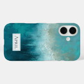 Coques Case-Mate iPhone Boîtier iPhone Case-Mate abstrait sarcelle et blan (Verso (horizontal))