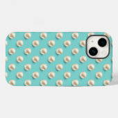 Coques Case-Mate iPhone Boîtier iPhone Élégant Turquoise & Perles (Verso (horizontal))