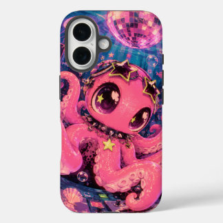 Coques iPhone 16 Boîtier iPhone Fête sous-marine de la Pieuvre Rose