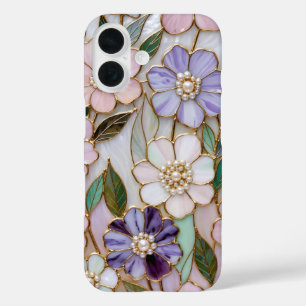 Coques iPhone 16 Boîtier iPhone Fleur de Verre Peint Fleur de Perle