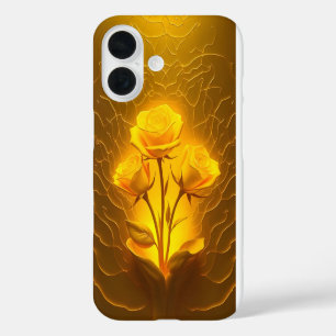 Coques iPhone 16 Boîtier iPhone Fleur Lumineuse Jaune Doré