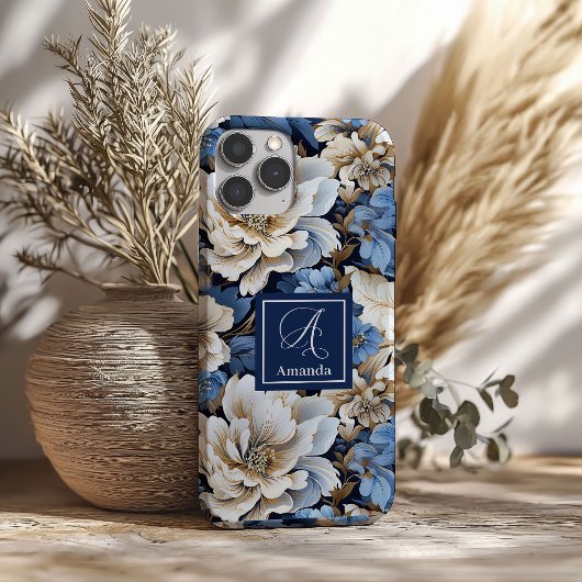 Coques Case-Mate iPhone Boîtier iPhone Fleurs Bleues Modernes Élégant Flor