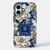 Coques Case-Mate iPhone Boîtier iPhone Fleurs Bleues Modernes Élégant Flor (Verso)