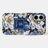 Coques Case-Mate iPhone Boîtier iPhone Fleurs Bleues Modernes Élégant Flor (Verso (horizontal))