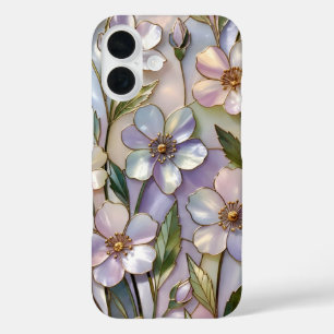 Coques iPhone 16 Boîtier iPhone Fleurs en Verre Coloré Lavande Past