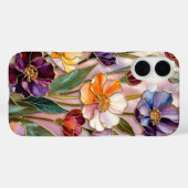 Coques Case-Mate iPhone Boîtier iPhone floral violet orange verre teinté (Verso (horizontal))