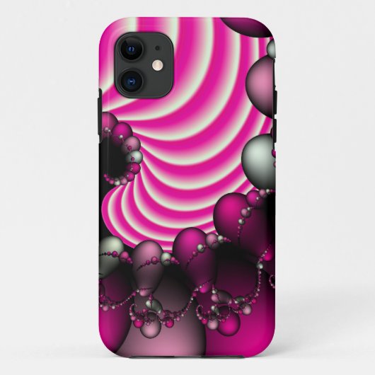 Coques Case-Mate iPhone Boîtier iphone fractal rose et blanc (Dos)
