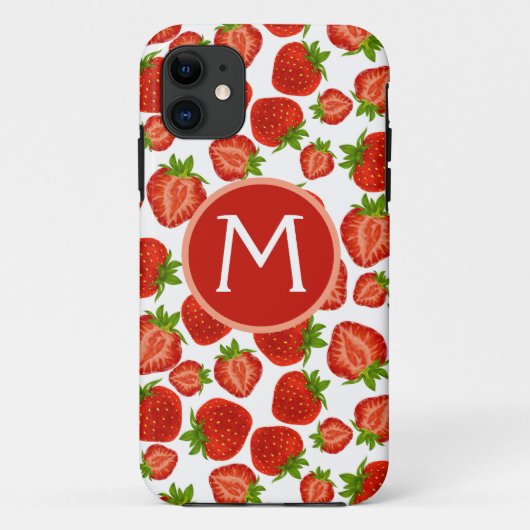 Coques Case-Mate iPhone Boîtier iphone fraise à motif monogramme (Dos)