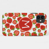 Coques Case-Mate iPhone Boîtier iphone fraise à motif monogramme (Dos (Horizontal))