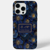 Coques Case-Mate iPhone Boîtier iPhone Gold Royal Blue Monogramme Floral L (Verso)