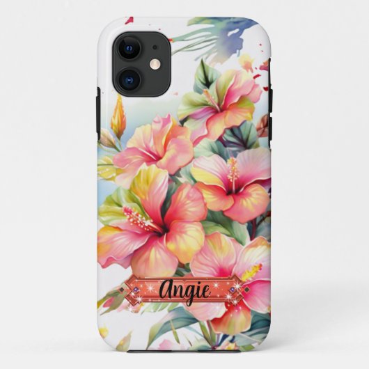 Coques Case-Mate iPhone Boîtier iPhone / iPad Fleurs tropicales rose-jaune (Dos)
