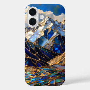 Coques iPhone 16 Boîtier iPhone Mountain Blue Verre Doré Teinté Arr