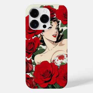 Coque Pour iPhone 14 Pro Boîtier iPhone Retro Rose Beauty – Glamour Vintage