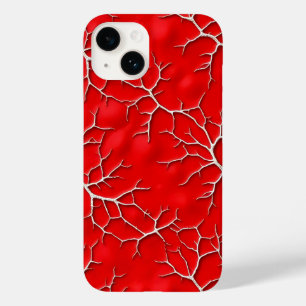 Coque Pour iPhone 14 Boîtier iPhone Rouge Vibrant avec Texture de Branc