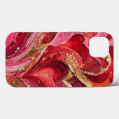 Coques Case-Mate iPhone Boîtier pour iPhone 13 en marbre rouge et rose or (Verso (horizontal))