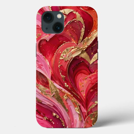 Coques Case-Mate iPhone Boîtier pour iPhone 13 en marbre rouge et rose or (Verso)