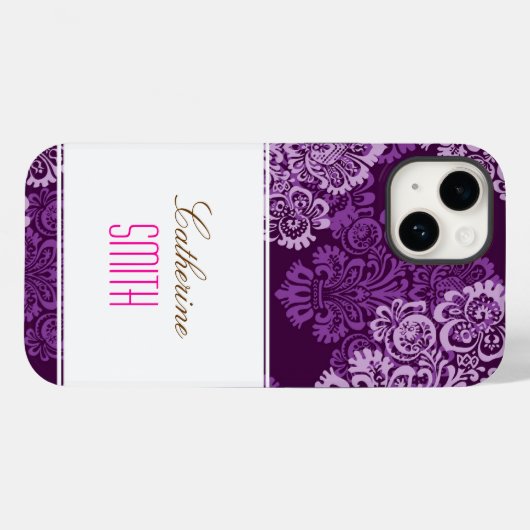 Coques Case-Mate iPhone Boîtier pourpre Damask iPhone 4 (Verso (horizontal))