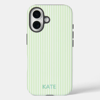 Coques iPhone 16 Boîtier robuste personnalisé avec rayure verte pou
