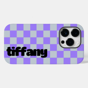 Coque Pour iPhone 14 Pro Boîtier téléphonique À damiers violet