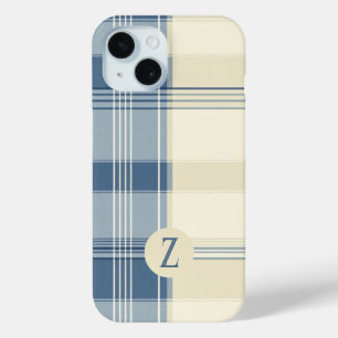 Coque Pour iPhone 15 Boîtier téléphonique à deux tons marine et crème