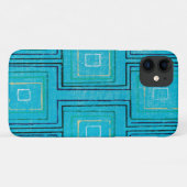 Coques Case-Mate iPhone Boîtier téléphonique Aqua Blue Retro Plaid Art Mot (Dos (Horizontal))