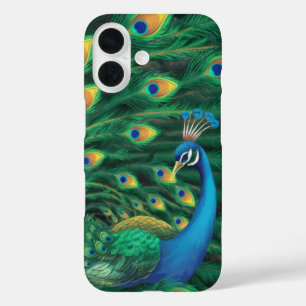 Coques iPhone 16 Boîtier téléphonique Blue Peacock Bird