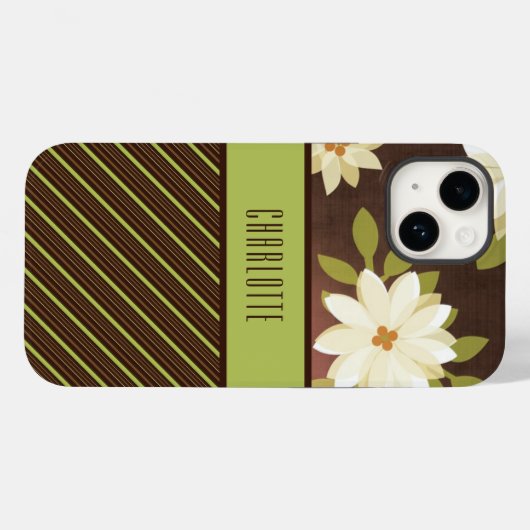 Coques Case-Mate iPhone Boîtier téléphonique Brown et vert joli Fleurs (Verso (horizontal))