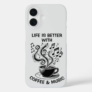 Coques iPhone 16 Boîtier téléphonique café et musique