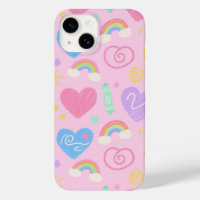 Boîtier téléphonique Coeurs & Doodles - Kawaii Kid