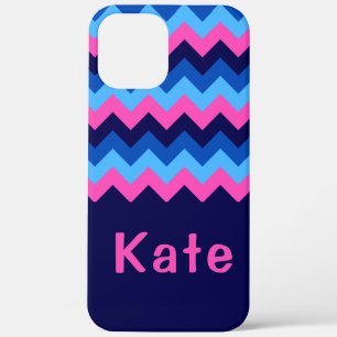 Case-Mate iPhone Case Boîtier téléphonique cool Blue Pink Chevron